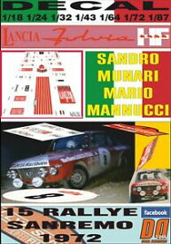 【送料無料】ホビー ・模型車・バイク レーシングカー デカールランチアタイソンサンドロムナリラリーサンレモdecal lancia tyson hf sandro munari rally sanremo 1972 dnf 01