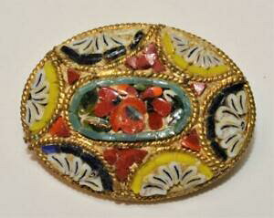 yzzr[ E͌^ԁEoCN [VOJ[ Be[WTCrWjS[hg[C^A~jUCNu[`vintage signed v villani gold tone made italy mini mosaic oval brooch