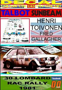 �y���������z�z�r�[ �E�͌^�ԁE�o�C�N ���[�V���O�J�[ �f�J�[���^���{�b�g�T���r�[�����[�^�X�g�C���H�l��decal talbot sunbeam lotus h toivonen rac r 1981 dnf 09