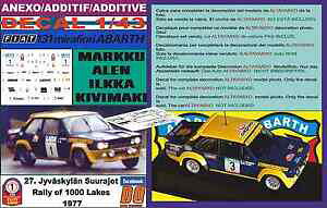 yzzr[ E͌^ԁEoCN [VOJ[ AlbNXfJtBAbgAog}NAanexo decal 143 fiat 131 abarth markku alen 1000 lakes 1977 09