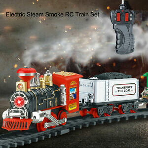�y���������z�z�r�[ �͌^�� ���f���J�[ �����[�g�X�`�[�����f���Z�b�gremote control conveyance car electric steam smoke rc train set model toy gift