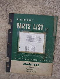【送料無料】ホビー 模型車 モデルカー モデルデラックスドアリスト1953 willys model 675 deluxe lark 2door passenger car preliminary parts list v