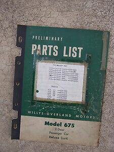 �y���������z�z�r�[ �͌^�� ���f���J�[ ���f���f���b�N�X�h�A���X�g1953 willys model 675 deluxe lark 2door passenger car preliminary parts list v
