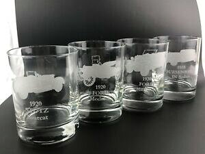 yzzr[ ͌^ fJ[ NVbNJ[fZbgZ_classic car collectible etched glasses set of 4 model a amp; t, bearcat amp; jn sedan