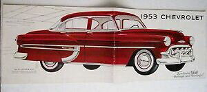 yzzr[ ͌^ fJ[ Be[WV{[ptbgJo[fvintage 1953 chevrolet colored brochure w model red car on cover *