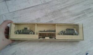 �y���������z�z�r�[ �͌^�� ���f���J�[ �r���e�[�W�J�[���f���_�[�N�O���[��the lledo 3 vintage cars collectible toys models,dark green, box broken