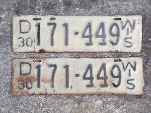 yzzr[ ͌^ fJ[ EBXRVCZXv[gK[Wf^Owisconsin 1930 old license plate garage model a year car tag vtg man cave wall