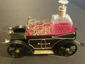 yzzr[ ͌^ fJ[ vintage antique model car glass decanter shot glassesmusic box bar barware setvintage antique model car glass decanter sho