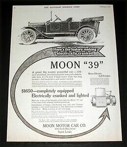 yzzr[ ͌^ fJ[ [fGc[OJ[1913 old magazine print ad, moon model 034;39034; touring car, electrically cranked