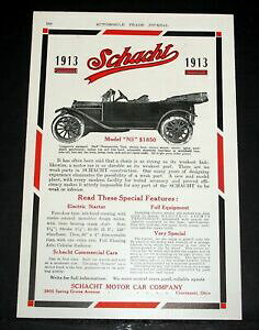 yzzr[ ͌^ fJ[ f[^[1913 old magazine print ad, schacht model 034;ns034; motor cars, special features