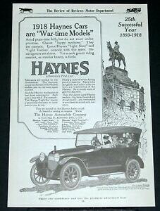 �y���������z�z�r�[ �͌^�� ���f���J�[ �w�C���Y���f�����t����1918 old wwi magazine print ad, haynes 034;war time models034; cars, avoid frills