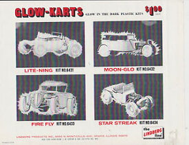 【送料無料】ホビー 模型車 モデルカー ビンテージシート＃リンドバーグカートモデルカーvintage ad sheet 2601 lindberg glow karts model cars