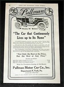 yzzr[ ͌^ fJ[ v}fGc[OJ[1910 old magazine print ad, pullman model 034;k034; touring car, lives up to its name