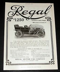 �y���������z�z�r�[ �͌^�� ���f���J�[ ���[�K�����f�����c�[�����O1909 old magazine print ad, regal model 034;a034; amp; 034;b034; touring cars, why buy a freak