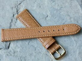 【送料無料】腕時計　クラシックタンピッグスキンヴィンテージストラップコントラストステッチclassic tan genuine pigskin 19mm vintage watch strap contrast stitched nos 1960s