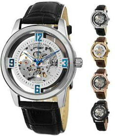 【送料無料】腕時計　スケルトンドレスレザーストラップウォッチstuhrling 877 automatic selfwind skeleton luxury dress leather strap watch