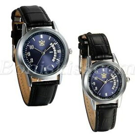 【送料無料】腕時計　カップルラウンドレザーストラップクォーツcouples mens womens causal round leather strap date quartz wrist watch watches