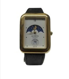 【送料無料】腕時計　ヴィンテージジュネーブレトロムーンフェイズvintage geneva 24 hours retro moonphase wrist watch wgenuine leather