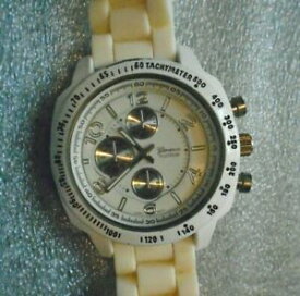 【送料無料】腕時計　ジュネーヴプラチナクォーツクロノグラフwhite mens womens geneva platinum quartz chronograph wristwatch running