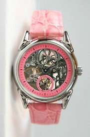 【送料無料】腕時計　ゴージャスステンレススケルトンウォッチピンクミントgorgeous womens stainless steel automatic skeleton watch pink mint