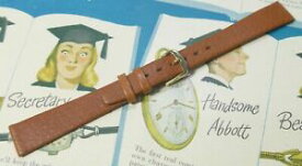 【送料無料】腕時計　ピッグスキンレザーストラップブラウンnos 1990s era 13mm genuine pigskin leather wristwatch strap rich brown lk