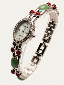 【送料無料】腕時計　アンティークセミプレシャスカラーストーンリンクアナログクォーツウォッチinfinitywomens antique semi precious color stones links analog quartz watch