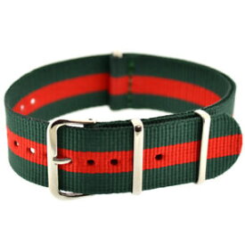 【送料無料】腕時計　ナイロンウォッチストラップストライプポルトガルnato nylon watch strap in green with red stripe portuguese flag colours