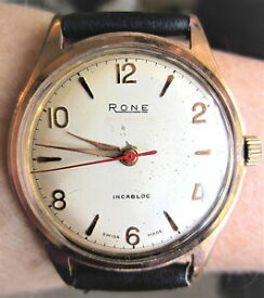 【送料無料】腕時計　ゲンツローズゴールドメッキローナジュエルサービスgents 1950s rose gold plated rone automatic watch 17 jewels eta 2451 serviced