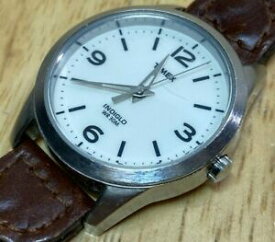 【送料無料】腕時計　タイムスインディグロメンレディシルバーホワイトレザーアナログクォーツウォッチアワーバッテリーtimex indiglo men lady silver white leather analog quartz watch hour~ batter