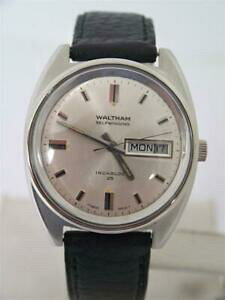 �y���������z�r���v�@���B���e�[�W�X�`�[���E�H���T���f�Cvintage ssteel waltham incabloc day date automatic watch c 1970s* exlnt