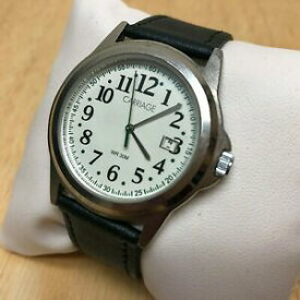 【送料無料】腕時計　キャリッジシルバーベージュレザーアナログクォーツウォッチバッテリーcarriage by time mens silver beige leather analog quartz watch hours~ battery