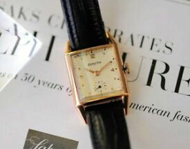 【送料無料】腕時計　ヴィンテージソリッドゴールドスクエアタンクケースrare vintage zenith 18ct solid gold square tank case wrist watch from 194748