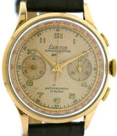 【送料無料】腕時計　ローズゴールドハンドワインディングスイスメンズウォッチクロノグラフexactus herrenuhr chronograph in 75018k rosegold handaufzug schweiz 1950 1959