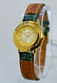 【送料無料】腕時計　レディースクロコダイルウォッチゴールドトーンブラウンレザーアナログクォーツladies crocodile 1907 watch, gold tone, brown leather, analog, quartz, 2070l