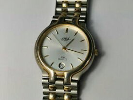 【送料無料】腕時計　ニースメンズクォーツトーンブレスレットヴィンテージクォーツnice aeal mens quartz date watch with 2 tone bracelet, vintage quartz watch