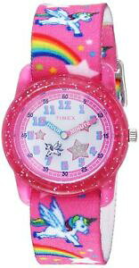 yzrv@LbY^C}VsNjR[^CeB[`[timex tw7c25500, kids time machines pink elastic watch, unicorn, time teacher