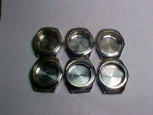 yzrv@NX^fYP[Xlot of 6 mens ss mido wristwatch cases with crystals model m1024 40mm by 35mm