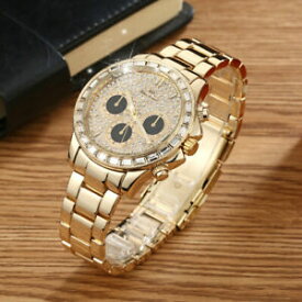 【送料無料】腕時計　ラッパースタイリッシュブリングウォッチクリスタルゴールドmen women rapper stylish bling 44mm watch imitate crystal gem stone luxury gold