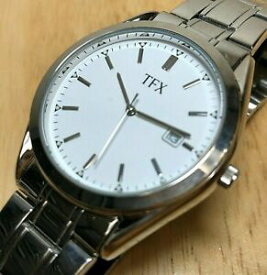 【送料無料】腕時計　シルバーホワイトアナログクォーツウォッチバッテリーunused tfx by bulova men silver white analog quartz watch hours~date~ battery