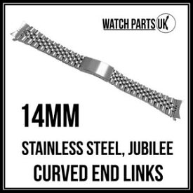 【送料無料】腕時計　ジュビリーレディースブレスレットステンレススチールウォッチストラップエンドリンク14mm jubilee ladies bracelet stainless steel watch strap with curved end links