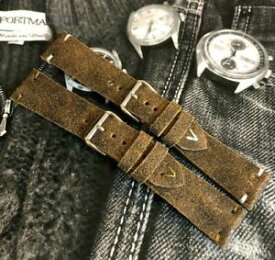 【送料無料】腕時計　イタリアヴィンテージレザーウォッチストラップメイドパティナブラウンitalian vintage genuine leather watch strap hmade 16 18 19 20 22mm patina brown