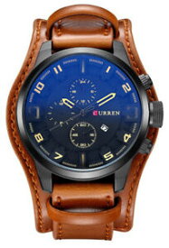 【送料無料】腕時計　スポーツクォーツmen luxury date waterproof leather watch imported movement sports quartz watch