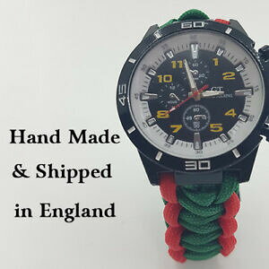 �y���������z�r���v�@�X�g���b�v�t�����X�p���R�[�h�E�H�b�`paracord watch with french foreign legion colours for the strap a great gift