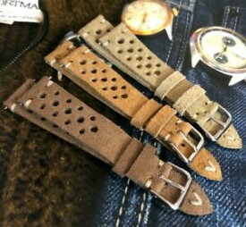 【送料無料】腕時計　イタリアスエードレザーウォッチストラップメイドブラウンベージュitalian genuine suede leather watch strap 18 19 20 21 22 24mm hmade brown beige