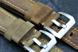 【送料無料】腕時計　ハンドメイドパッドウォッチストラップレザールックhandmade padded watch strap genuine leather wellworn look 26mm