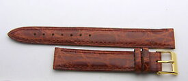 【送料無料】腕時計　クロコダイルパッドステッチマンハニーカラーストラップgenuine crocodile padded and stitched 15mm mans honey colored strap 8