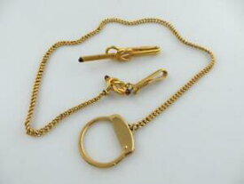 【送料無料】腕時計　ヴィンテージアンソンウォッチチェーンタイクリップクラスプゴールドトーンノットvintage anson watch chain amp; tie clip clasp gold tone knot with red stone