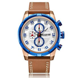【送料無料】腕時計　メンミリタリーレザーウォッチクロノグラフmegir men luxury military leather watch chronograph date waterproof quartz watch