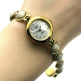 【送料無料】腕時計　ホワイトエナメルブレスレットゴールデンスモールレディースヴィンテージクォーツluch white enamel bracelet golden small ladies nos vintage quartz wristwatch 90s