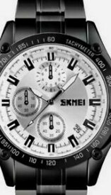 【送料無料】腕時計　メンズクォーツステンレススチールストラップストップウォッチmens quartz stainless steel strap stopwatch 30m waterproof wrist watch